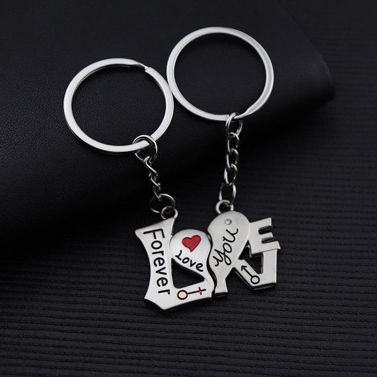10 Pairs Metal Love Word Couple Keychain Pendant, Love Word Couple Keychain