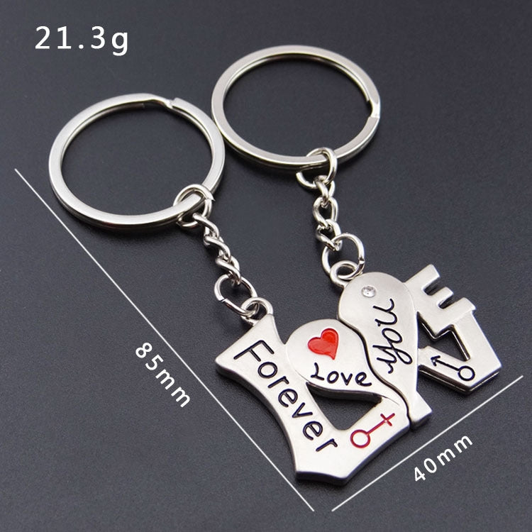 10 Pairs Metal Love Word Couple Keychain Pendant, Love Word Couple Keychain