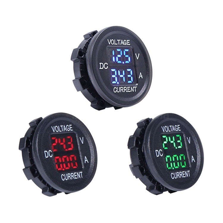 2 In 1 Modified Car Double Digital Voltage Current Table Measuring Instrument, Red Light, Blue Light, Green Light