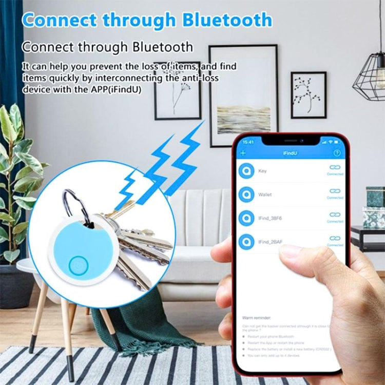 2 PCS S8 Round Bluetooth Anti-Lost Device Key Luggage Tracking Device Two-Way Alarm, Black, White, Blue, Pink