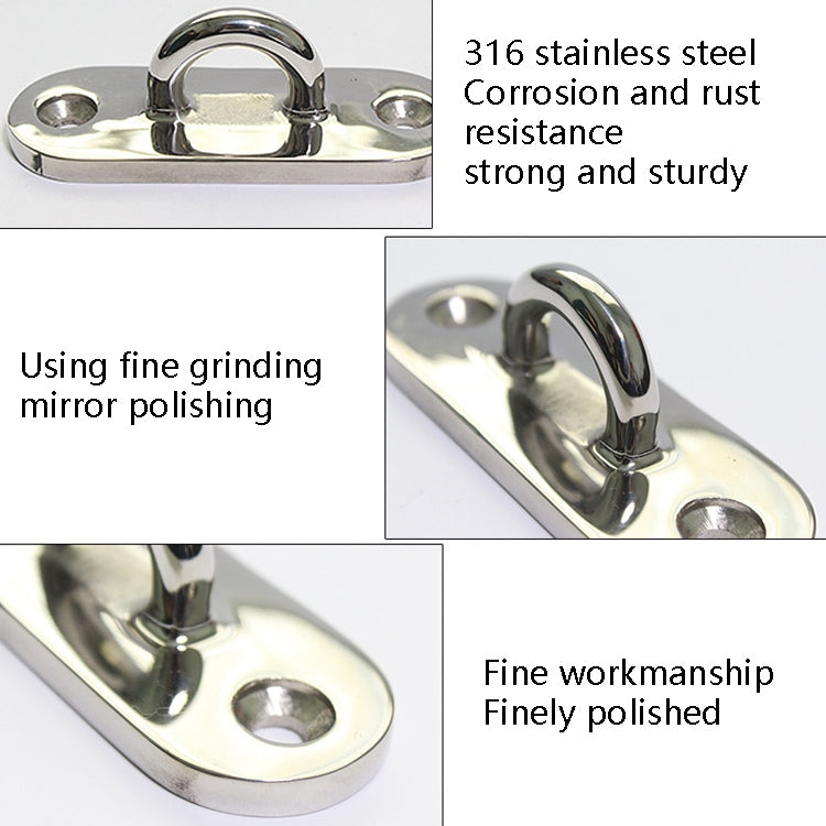 316 Stainless Steel Oval Boat Plate Seat Hand Rowing Boat Fixed Seat Accessories, 75mm, 88mm, 100mm