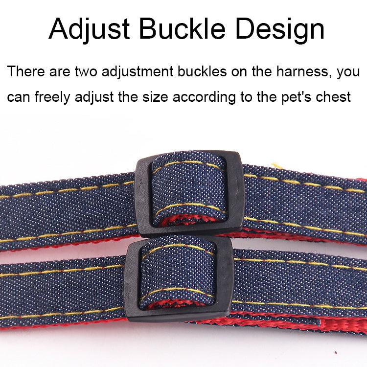BG-Q1025 Leash+Chest Strap+Collar Thickened Strong Denim Pet Dog Leash Set, S, M, L, XL