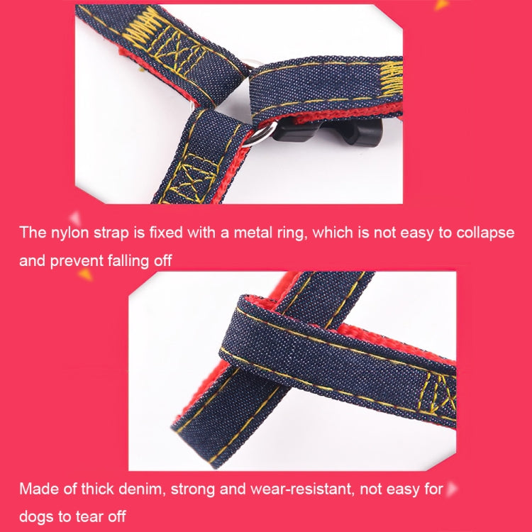 BG-Q1025 Leash+Chest Strap+Collar Thickened Strong Denim Pet Dog Leash Set, S, M, L, XL
