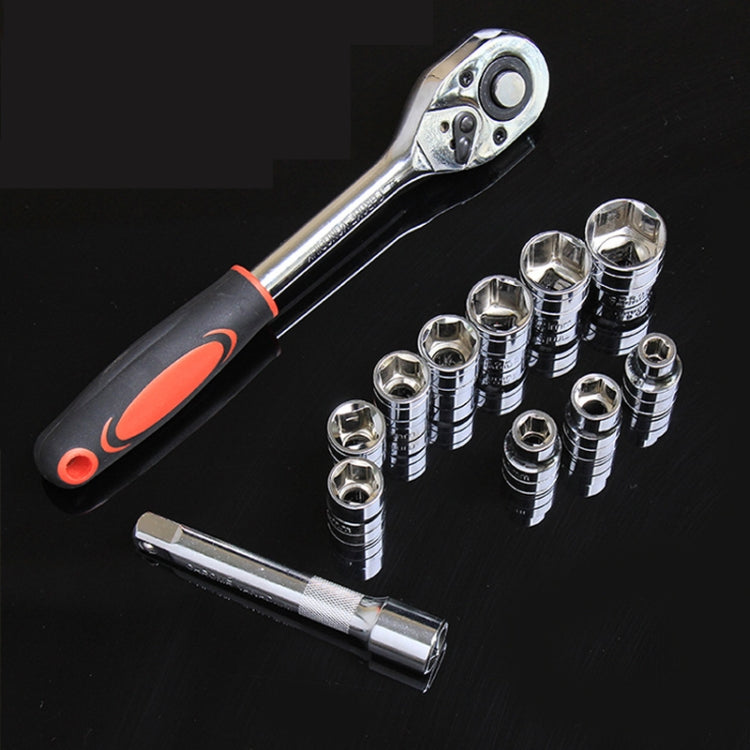 CY-0028 12 PCS/Set Auto Repair Tool Ratchet Quick Socket Wrench Hardware Box Combination, 1/2 Big Fly, 3/8 Middle Fly, 1/4 Small Fly