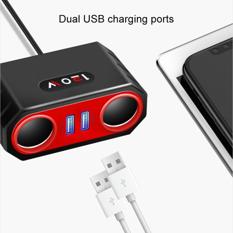 2 PCS Car Cigarette Lighter 1 In 2 Auto Multi-Function Mobile Phone Charger, 1 In 2