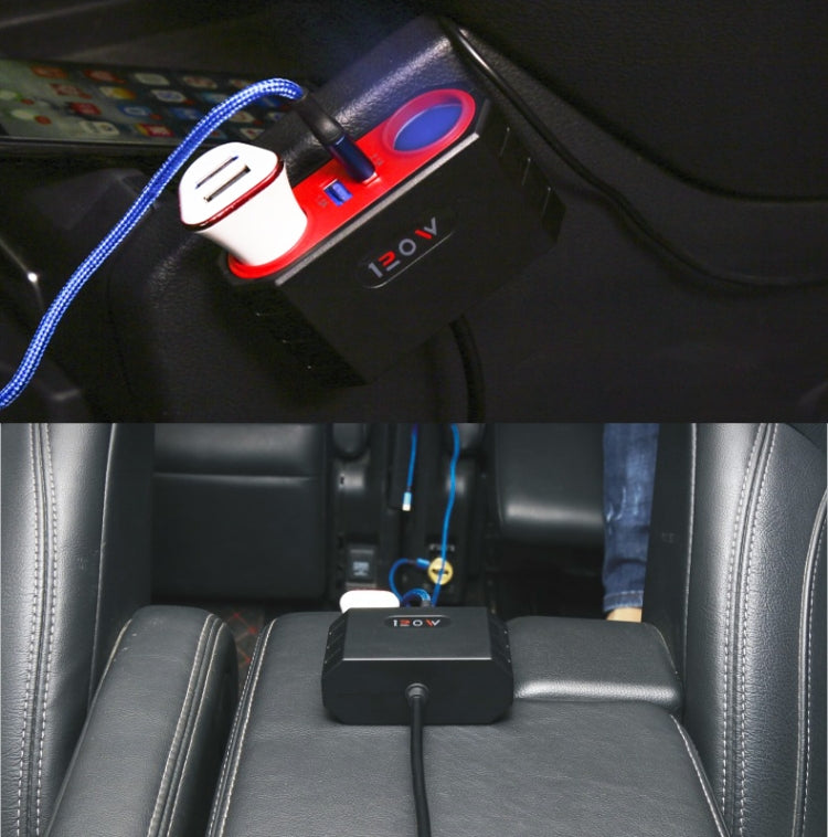 2 PCS Car Cigarette Lighter 1 In 2 Auto Multi-Function Mobile Phone Charger, 1 In 2