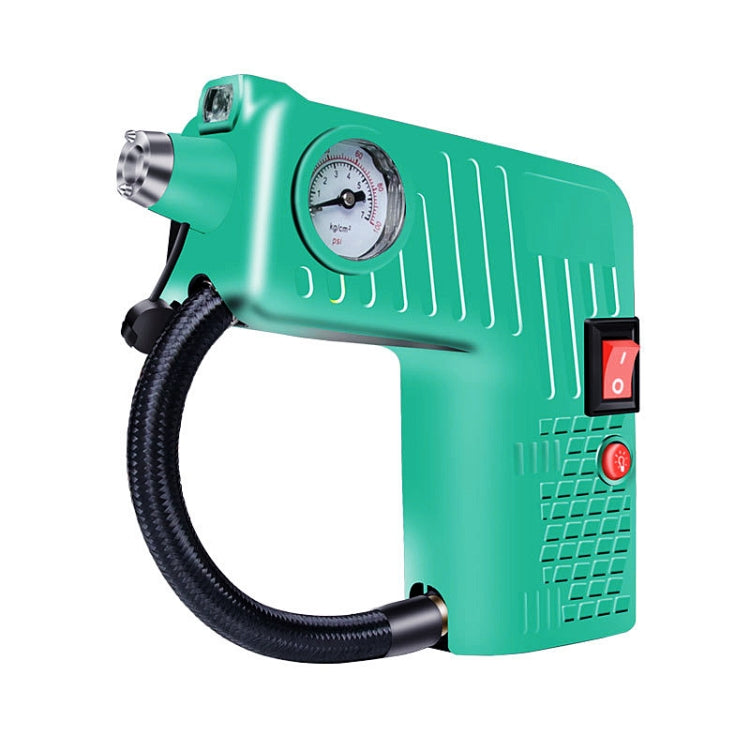 YX-301 12V Multi-Function Car Electric Portable Hand-Held Inflatable Pump, Black, Green
