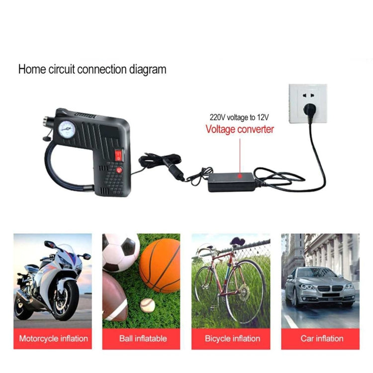 YX-301 12V Multi-Function Car Electric Portable Hand-Held Inflatable Pump, Black, Green