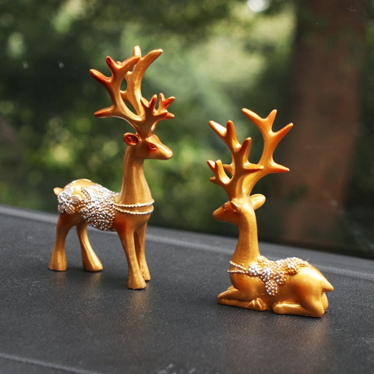 2 Pairs R-8820 Car Ornaments Car Home Safe Deer Decorations, Bronze Blue, Golden, Silver