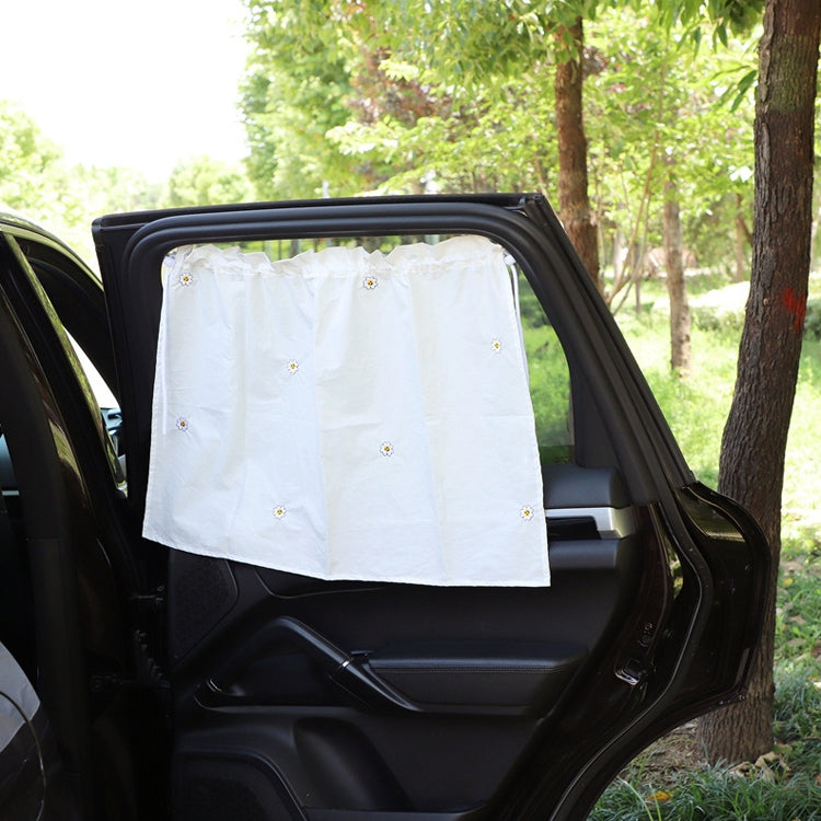 Car Embroidery Curtain Sunshade Cartoon Cotton Suction Cup Curtain Car Sunscreen Insulation Covering Curtain, Cherry, Bear, Sun Flower, Girl