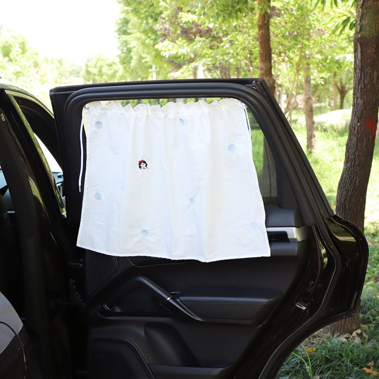 Car Embroidery Curtain Sunshade Cartoon Cotton Suction Cup Curtain Car Sunscreen Insulation Covering Curtain, Cherry, Bear, Sun Flower, Girl