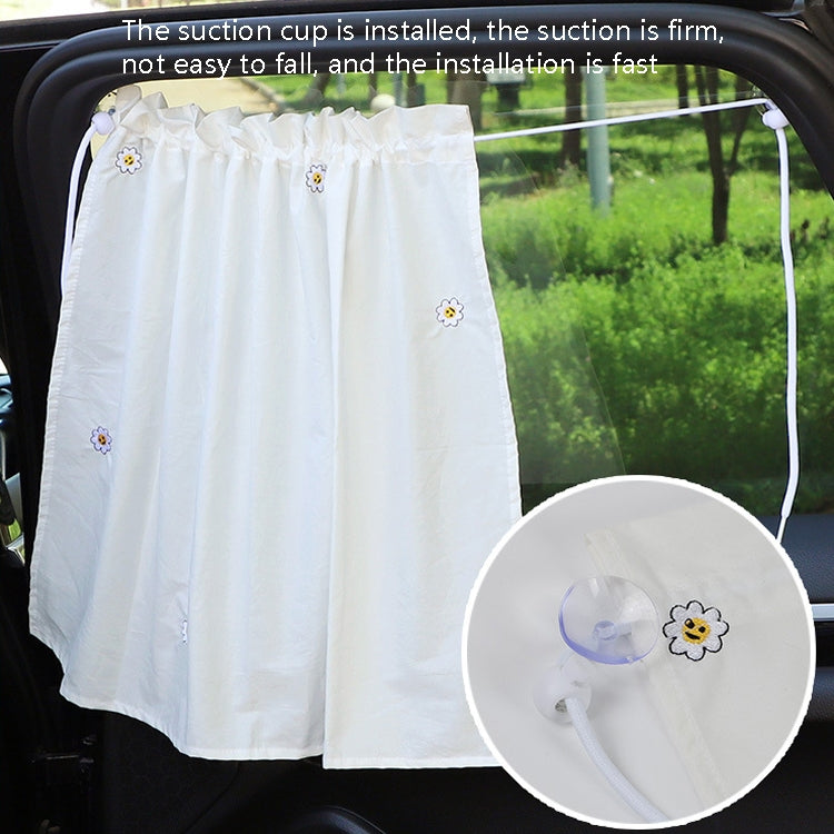 Car Embroidery Curtain Sunshade Cartoon Cotton Suction Cup Curtain Car Sunscreen Insulation Covering Curtain, Cherry, Bear, Sun Flower, Girl