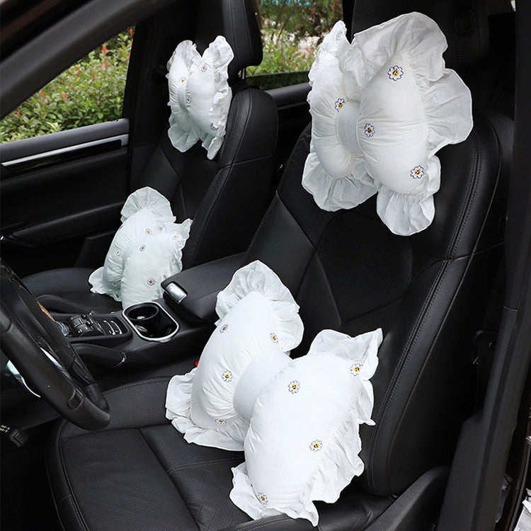 Bow Car Head Pillow Car Seat Neck Pillow Comfortable Cotton Car Supplies, Sun Flower Headrest, Sun Flower Lumbar Pillow, Cherry Headrest, Cherry Lumbar Pillow