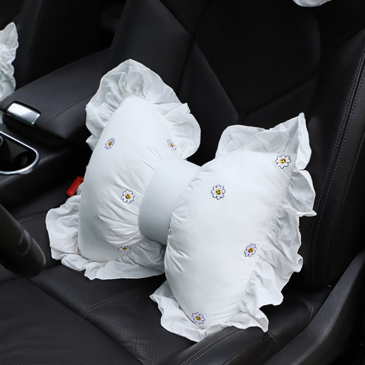 Bow Car Head Pillow Car Seat Neck Pillow Comfortable Cotton Car Supplies, Sun Flower Headrest, Sun Flower Lumbar Pillow, Cherry Headrest, Cherry Lumbar Pillow