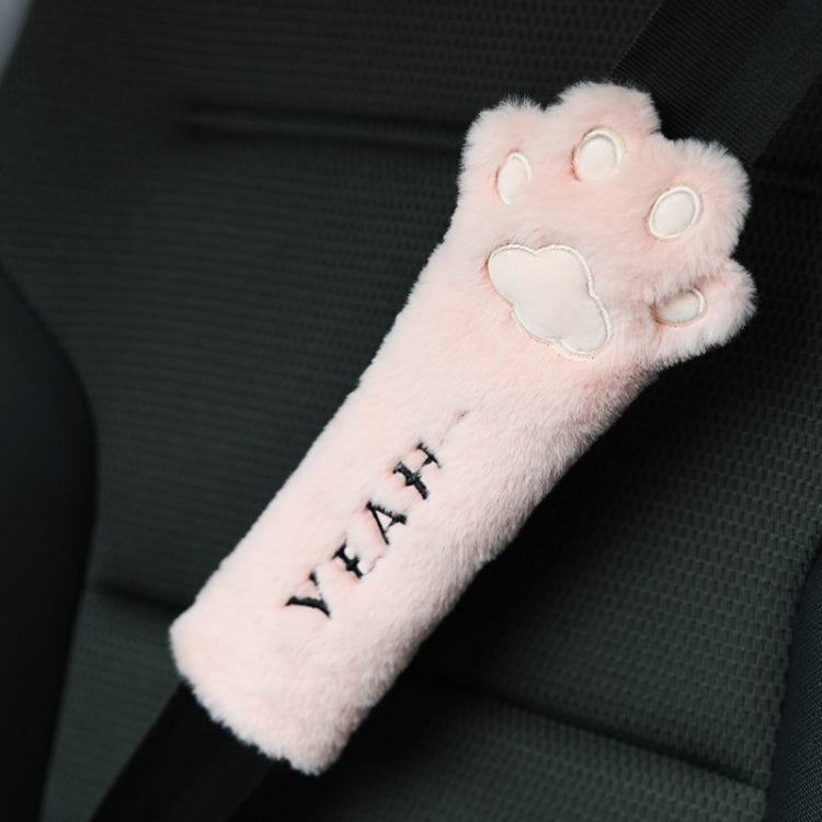 Car Plush Head Pillow Cat Claw Car Neck Pillow Car Female Decorative Supplies, Pink Headrest, Gray Headrest, Pink Shoulder Pad, Gray Shoulder Pad