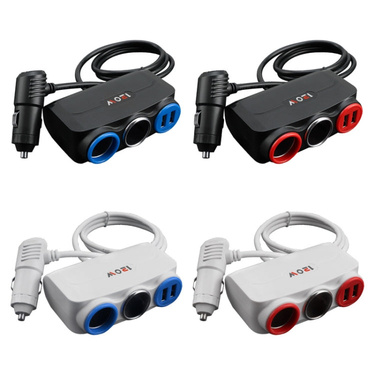 Car Cigarette Lighter Multi-Function Mobile Phone Charging USB Car Charge 12/24V Adapter Plug, Black Red