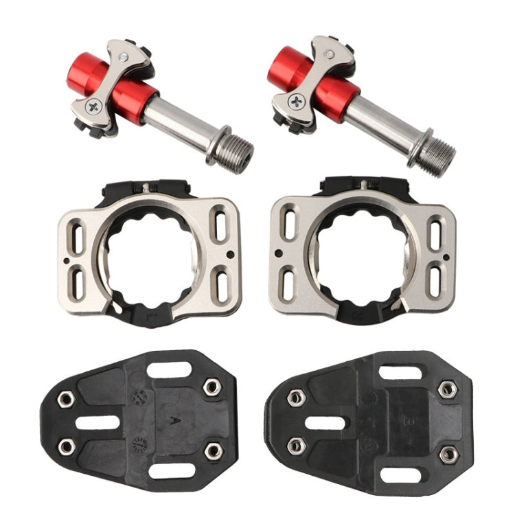 MEROCA Road Lock Shoes Card Three Pardin Bicycle Lollipops Self-Locking Pedal With Lock, Style:, Titanium Alloy Axis (Black), Titanium Alloy Axis (Red), Steel Axis (Black), Steel Axis (Red)