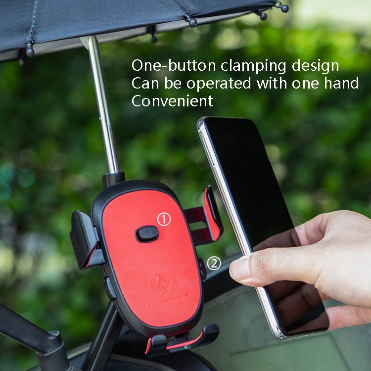 CYCLINGBOX BG-2935 Bicycle Mobile Phone Bracket With Umbrella Waterproof Navigation Electric Car Mobile Phone Frame, Style:, Handlebar Installation (Black), Handlebar Installation (Red), Handlebar Installation (Blue), Handlebar Installation (Yellow)   ...
