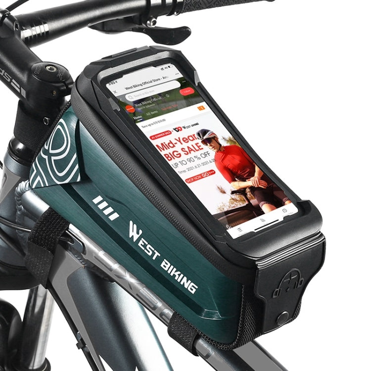 WEST BIKING 2.5L Bicycle Front Beam Mobile Phone Touch Screen Hard Shell Bag, Black, Dark Green, Fluorescent Yellow, Orange