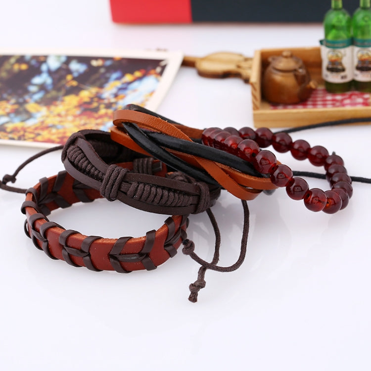 TZ037 4 In 1 Retro DIY Woven Leather Bracelet