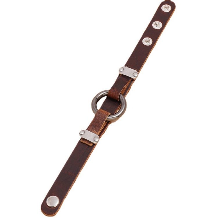 P01996 Personality Men Leather Simple Retro Circle Bracelet, P01996