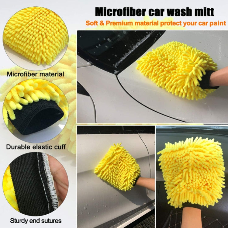 Soft Detail Brush Waterproof Car Wash Gloves, 11 PCS / Set