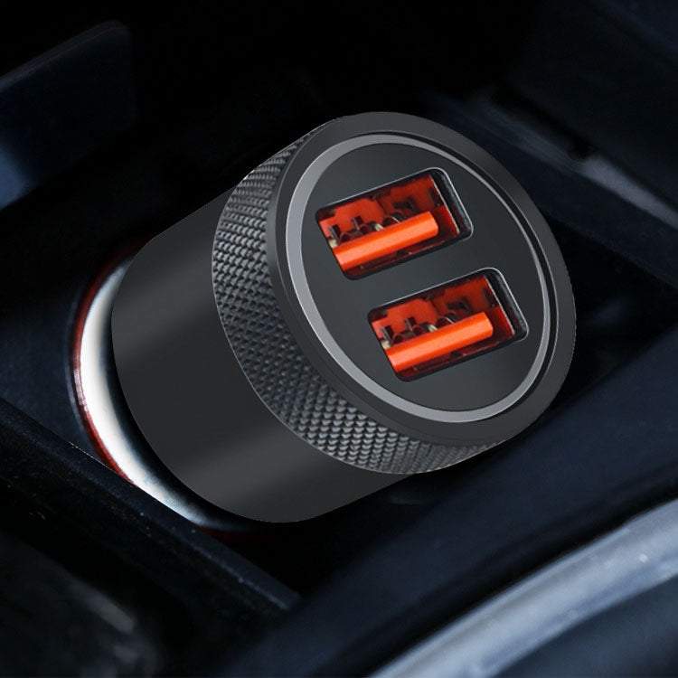 Aluminum Alloy Cigarette Lighter Applicable Car Charger, Gray QCPD