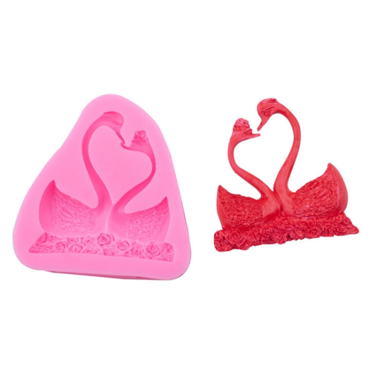 2 PCS Double Swan Rose DIY Fondant Baking Cake Liquid Silicone Mold, Double Swan Rose