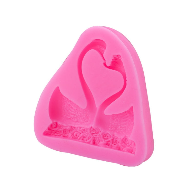 2 PCS Double Swan Rose DIY Fondant Baking Cake Liquid Silicone Mold, Double Swan Rose