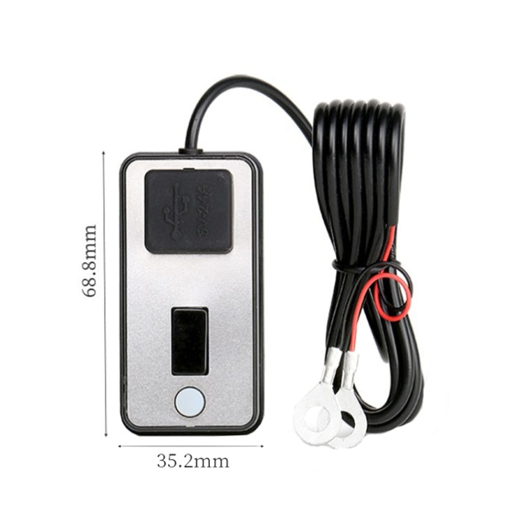 Digital Display Dual USB Universal Waterproof Motorcycle Mobile Phone Charger, 2.4A 12-24V