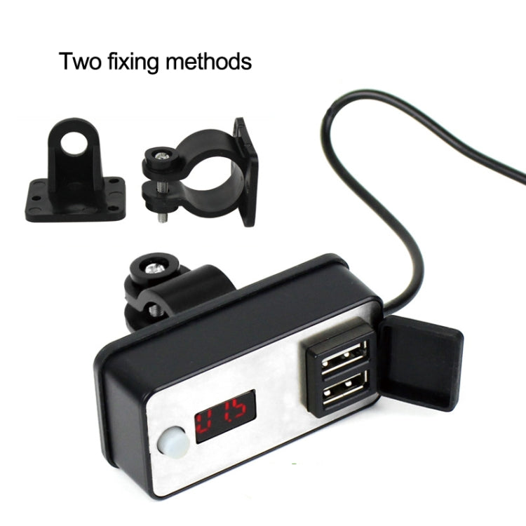 Digital Display Dual USB Universal Waterproof Motorcycle Mobile Phone Charger, 2.4A 12-24V
