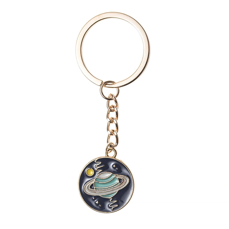 5 PCS Drip Oil Round Keychain Key Ring Bag Pendant, Planet Rocket, Cosmic Planet, Astronauts, Snow Mountain, Blue Planet, Astronauts Alloy, Unicorn