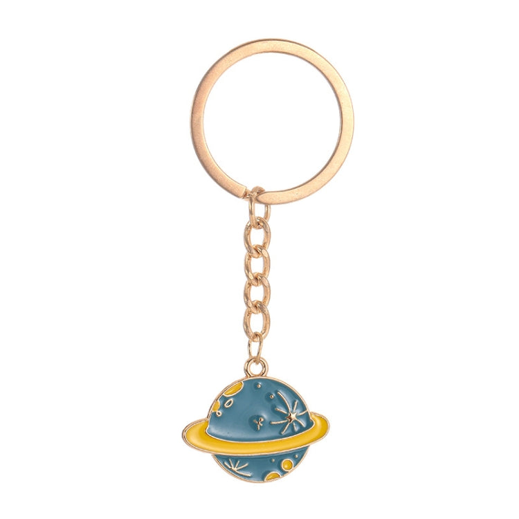 5 PCS Drip Oil Round Keychain Key Ring Bag Pendant, Planet Rocket, Cosmic Planet, Astronauts, Snow Mountain, Blue Planet, Astronauts Alloy, Unicorn