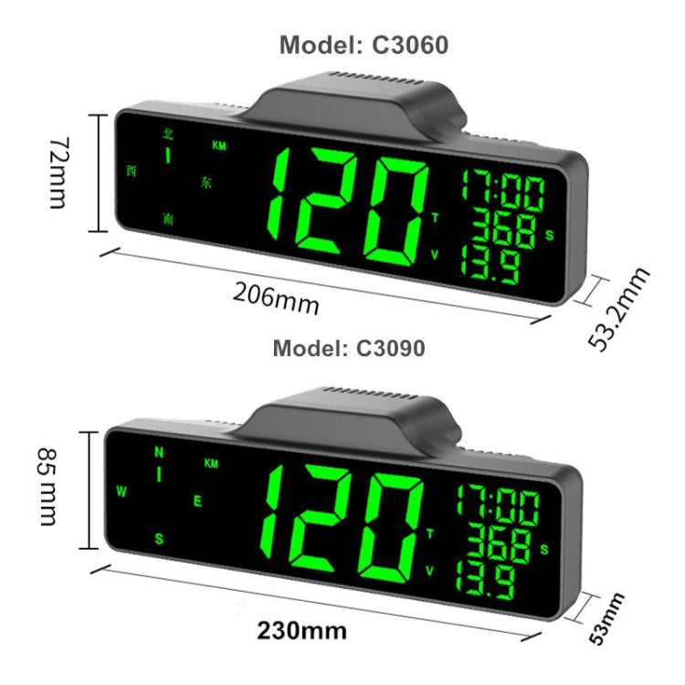 Car HUD Car Head-up Display Compass Multifunction GPS Speedometer, 9.0 Inch Screen