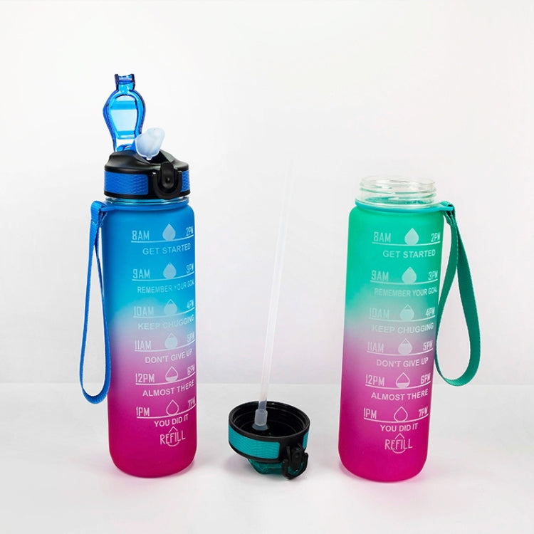 1000ml Gradient Space Cup Sports Bottle Bounce Lid Straw Cup, Orange -green Gradient, Blue and Red Gradient, Green and Red Gradient, Yellow Purple Gradient, Black, Blue, Green