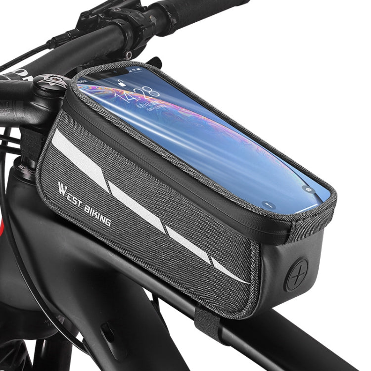 WEST BIKING 7 inches Mountain Bike Mobile Phone Touch Screen Front Beam Bag, Black, Black Gray