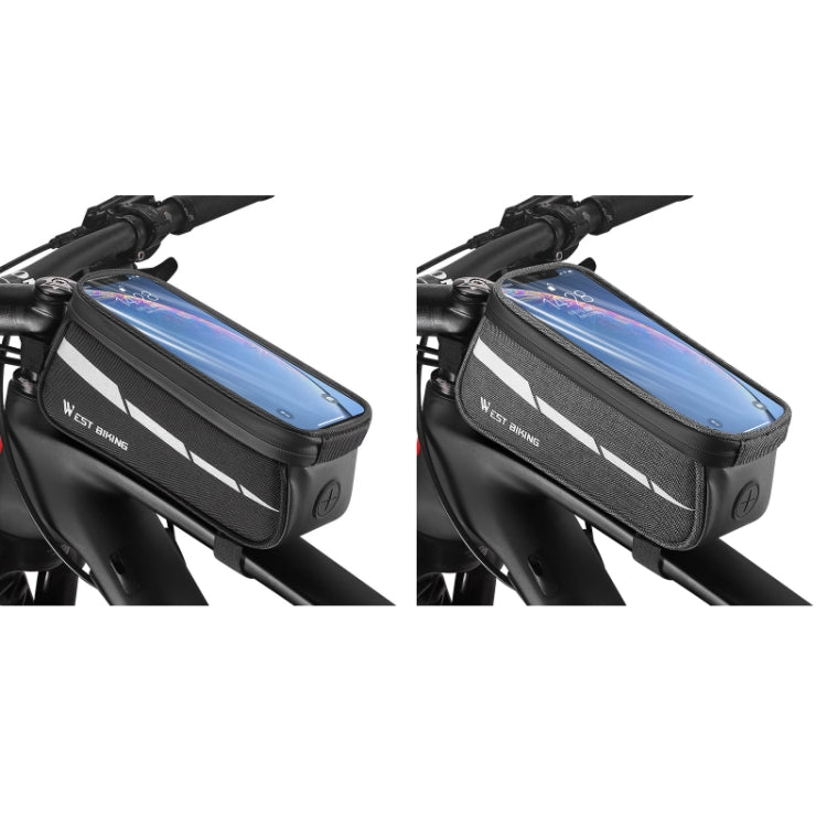 WEST BIKING 7 inches Mountain Bike Mobile Phone Touch Screen Front Beam Bag, Black, Black Gray