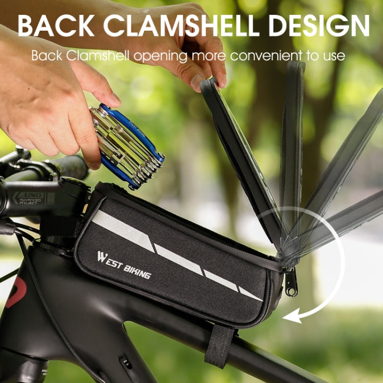 WEST BIKING 7 inches Mountain Bike Mobile Phone Touch Screen Front Beam Bag, Black, Black Gray