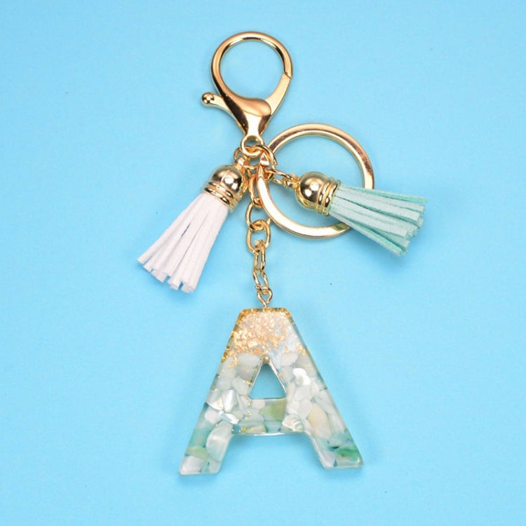 2 PCS Gold Foil English Letter Tassel Keychain Bag Decoration Pendant, A, B, C, D, E, F, G, H, I, J, K, L, M, N, O, P, Q, R, S, T, U, V, W, X, Y, Z