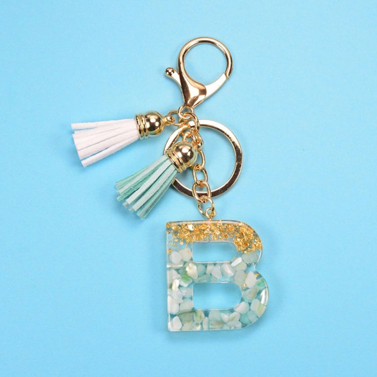 2 PCS Gold Foil English Letter Tassel Keychain Bag Decoration Pendant, A, B, C, D, E, F, G, H, I, J, K, L, M, N, O, P, Q, R, S, T, U, V, W, X, Y, Z