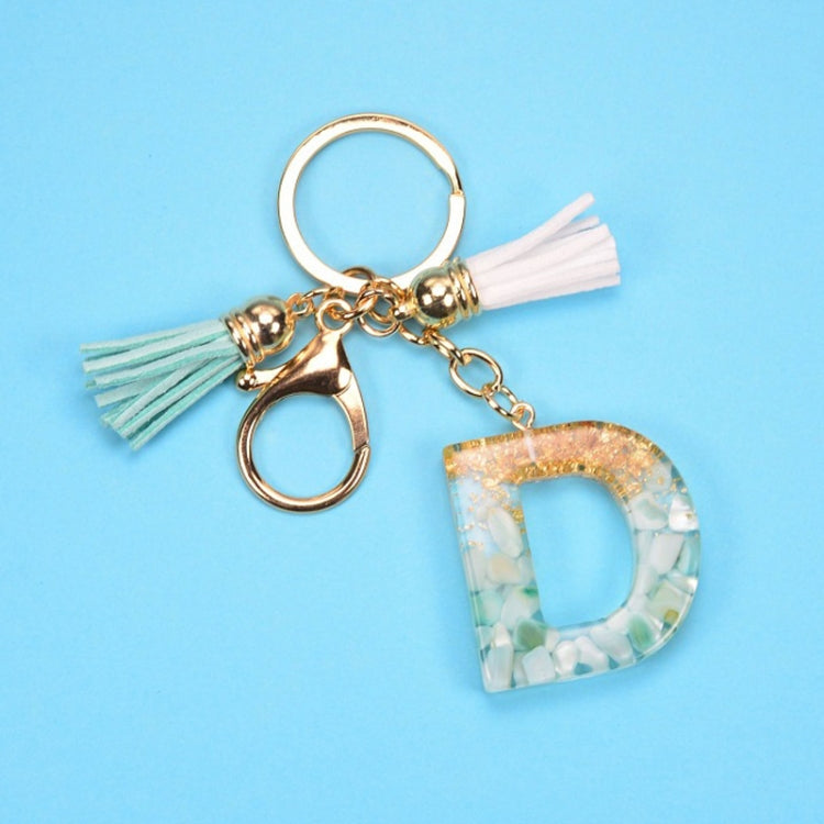 2 PCS Gold Foil English Letter Tassel Keychain Bag Decoration Pendant, A, B, C, D, E, F, G, H, I, J, K, L, M, N, O, P, Q, R, S, T, U, V, W, X, Y, Z