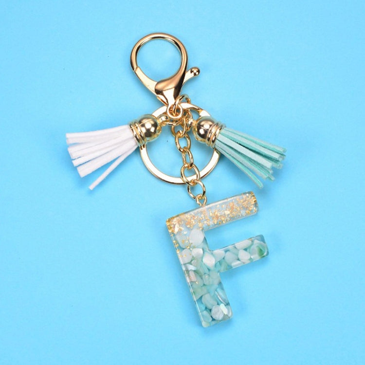 2 PCS Gold Foil English Letter Tassel Keychain Bag Decoration Pendant, A, B, C, D, E, F, G, H, I, J, K, L, M, N, O, P, Q, R, S, T, U, V, W, X, Y, Z