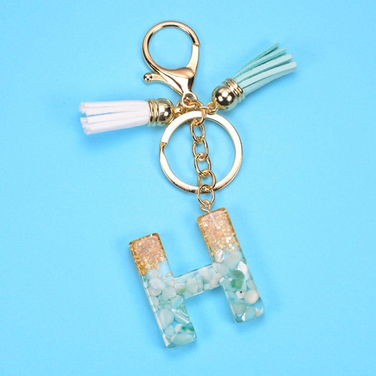 2 PCS Gold Foil English Letter Tassel Keychain Bag Decoration Pendant, A, B, C, D, E, F, G, H, I, J, K, L, M, N, O, P, Q, R, S, T, U, V, W, X, Y, Z