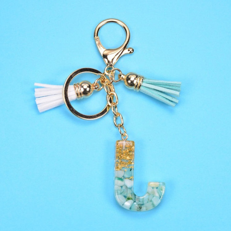 2 PCS Gold Foil English Letter Tassel Keychain Bag Decoration Pendant, A, B, C, D, E, F, G, H, I, J, K, L, M, N, O, P, Q, R, S, T, U, V, W, X, Y, Z