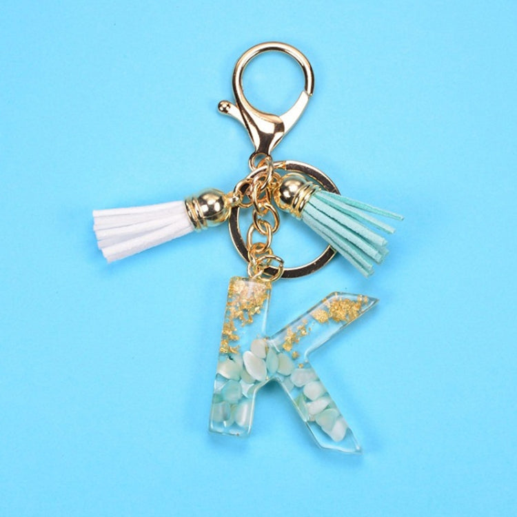 2 PCS Gold Foil English Letter Tassel Keychain Bag Decoration Pendant, A, B, C, D, E, F, G, H, I, J, K, L, M, N, O, P, Q, R, S, T, U, V, W, X, Y, Z