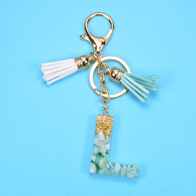 2 PCS Gold Foil English Letter Tassel Keychain Bag Decoration Pendant, A, B, C, D, E, F, G, H, I, J, K, L, M, N, O, P, Q, R, S, T, U, V, W, X, Y, Z