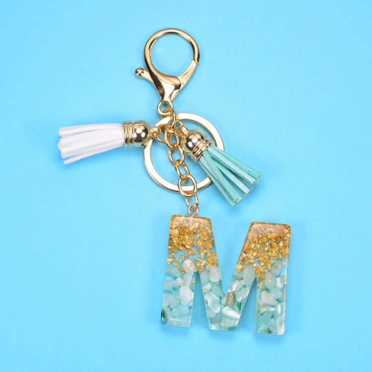 2 PCS Gold Foil English Letter Tassel Keychain Bag Decoration Pendant, A, B, C, D, E, F, G, H, I, J, K, L, M, N, O, P, Q, R, S, T, U, V, W, X, Y, Z