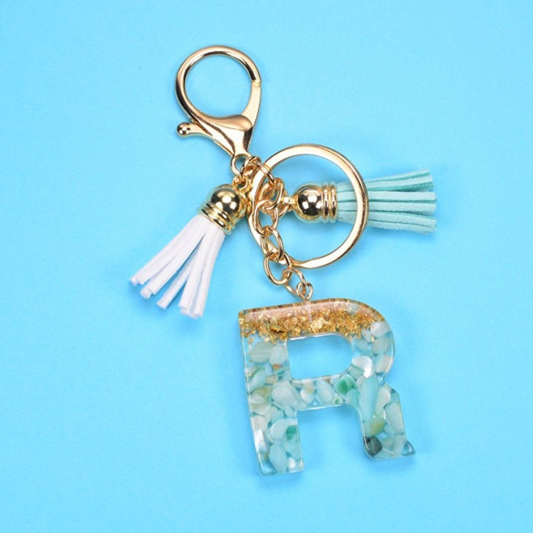2 PCS Gold Foil English Letter Tassel Keychain Bag Decoration Pendant, A, B, C, D, E, F, G, H, I, J, K, L, M, N, O, P, Q, R, S, T, U, V, W, X, Y, Z