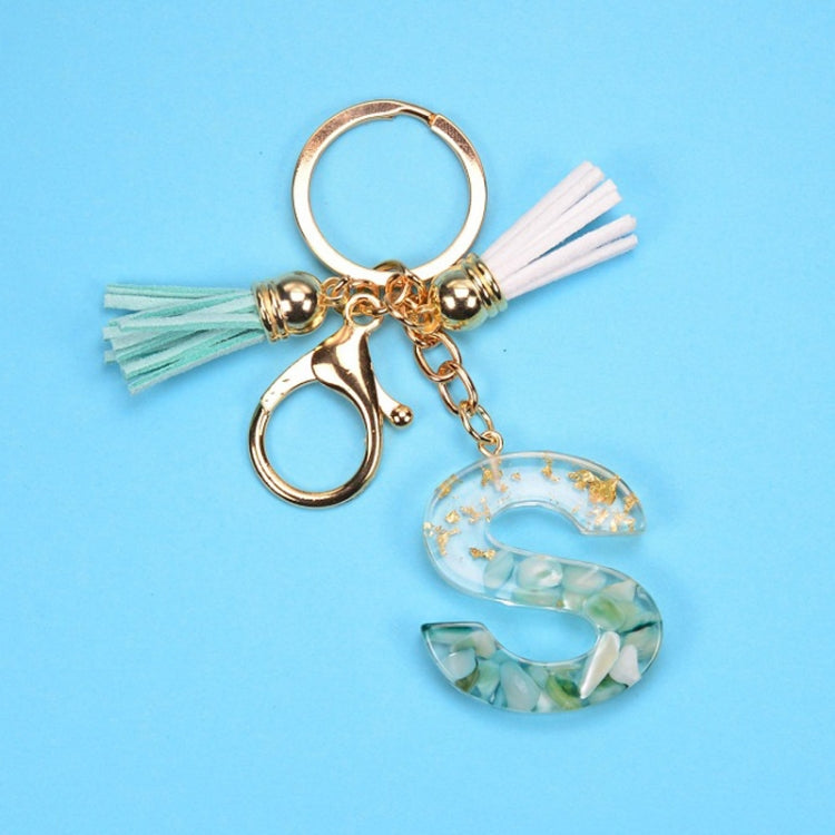 2 PCS Gold Foil English Letter Tassel Keychain Bag Decoration Pendant, A, B, C, D, E, F, G, H, I, J, K, L, M, N, O, P, Q, R, S, T, U, V, W, X, Y, Z
