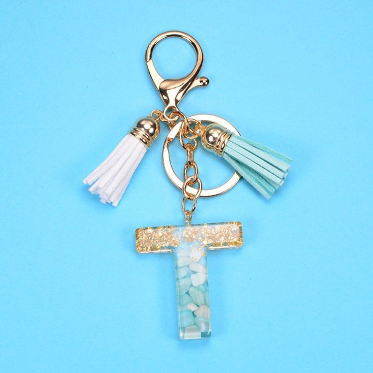 2 PCS Gold Foil English Letter Tassel Keychain Bag Decoration Pendant, A, B, C, D, E, F, G, H, I, J, K, L, M, N, O, P, Q, R, S, T, U, V, W, X, Y, Z